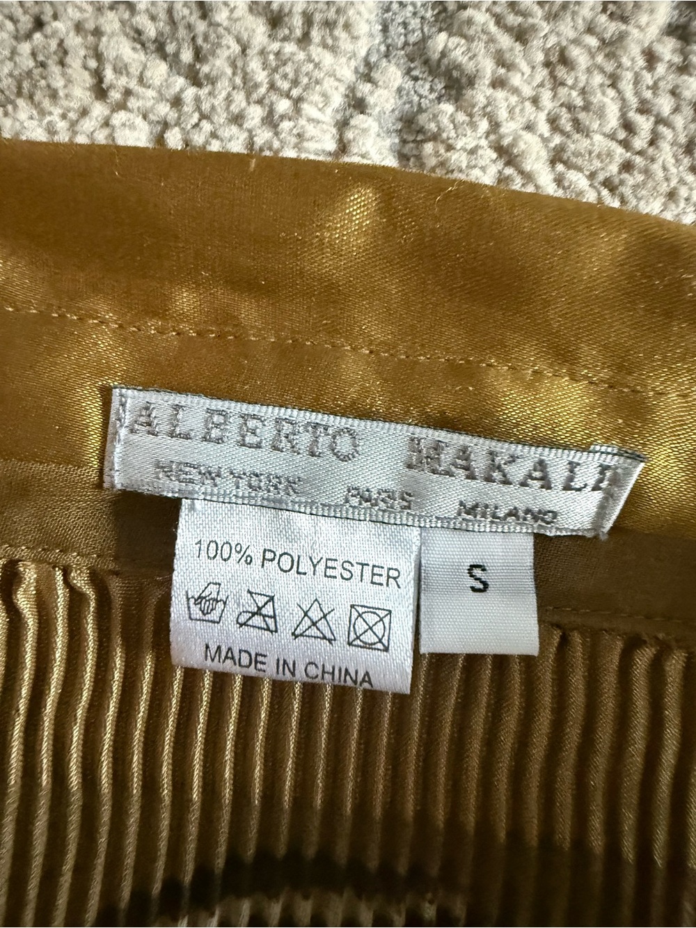 Alberto Makali button front shirt green Gold Pleated floral sequins small - Picture 2 of 8